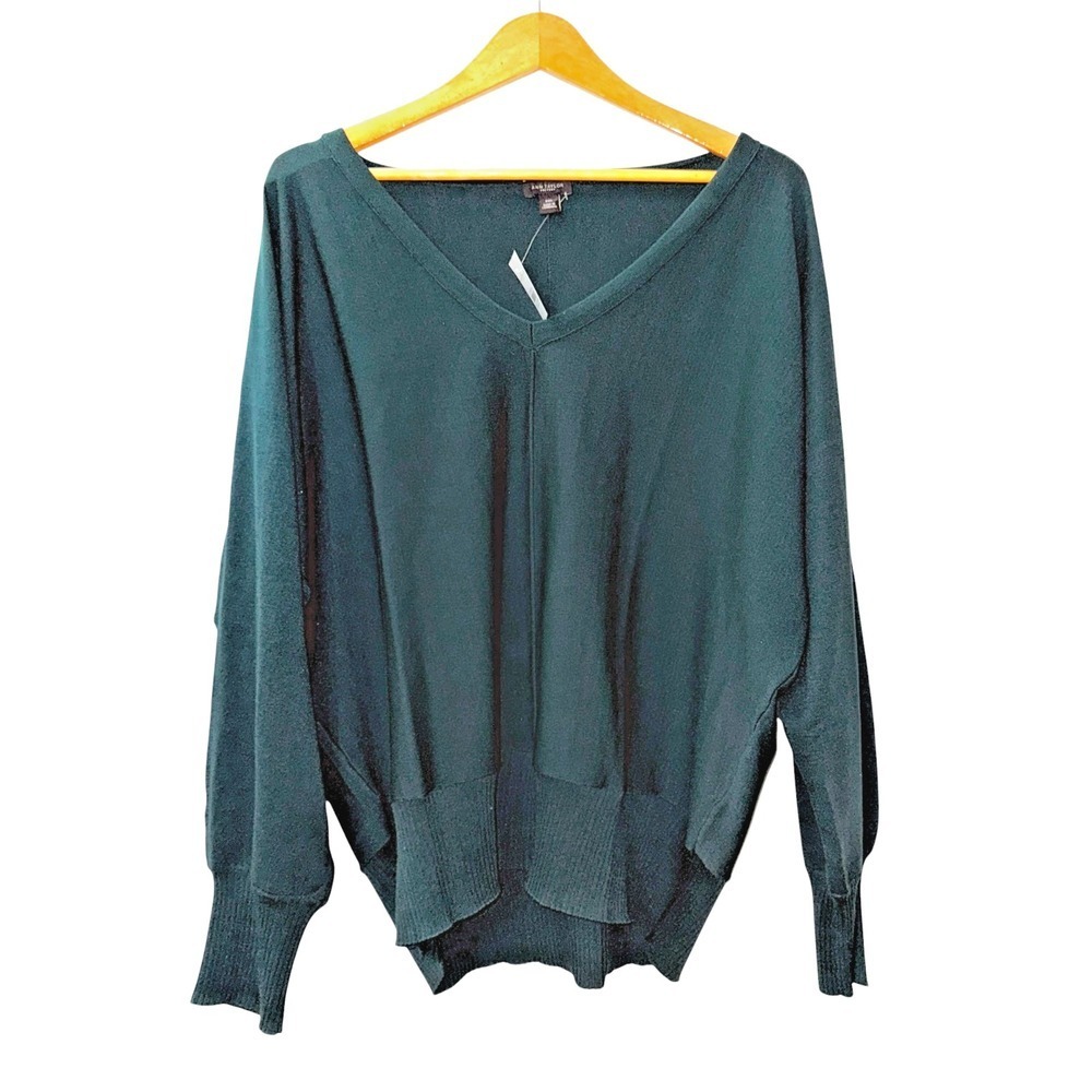 NEW Ann Taylor Factory V-Neck Sweater Women XXL Pullover Teal Green Dolman‎ Seam